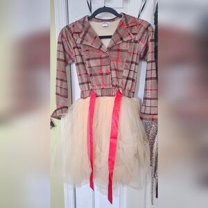 Plaid Kids Costume with Tulle Skirt
